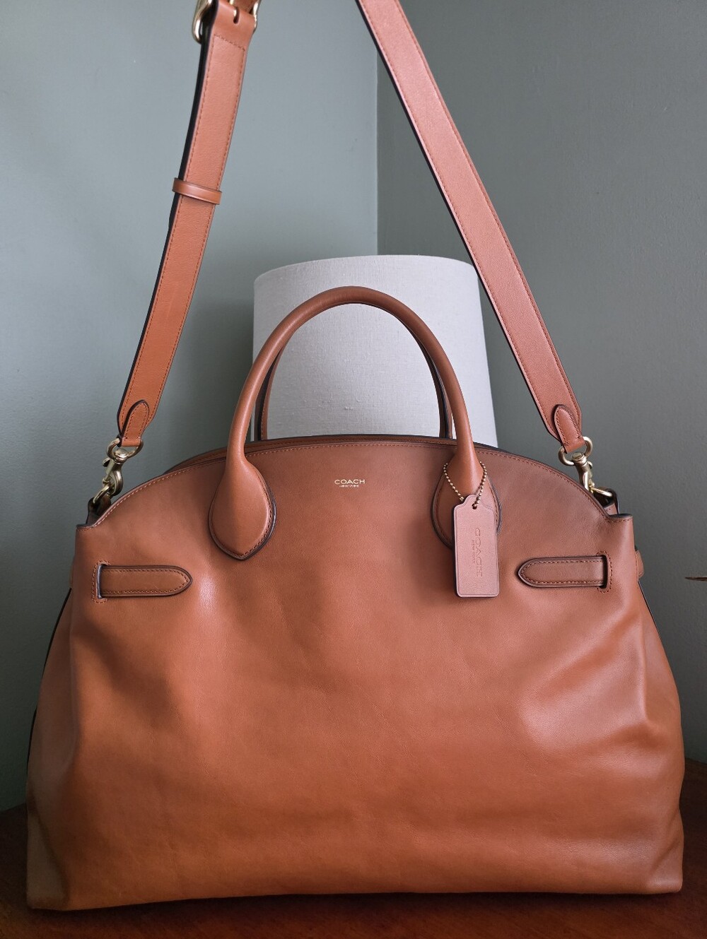 Coach CW617 Soft Empire Carryall 48 Toffee Full Grain Leather Satchel Bag - Picture 15 of 16